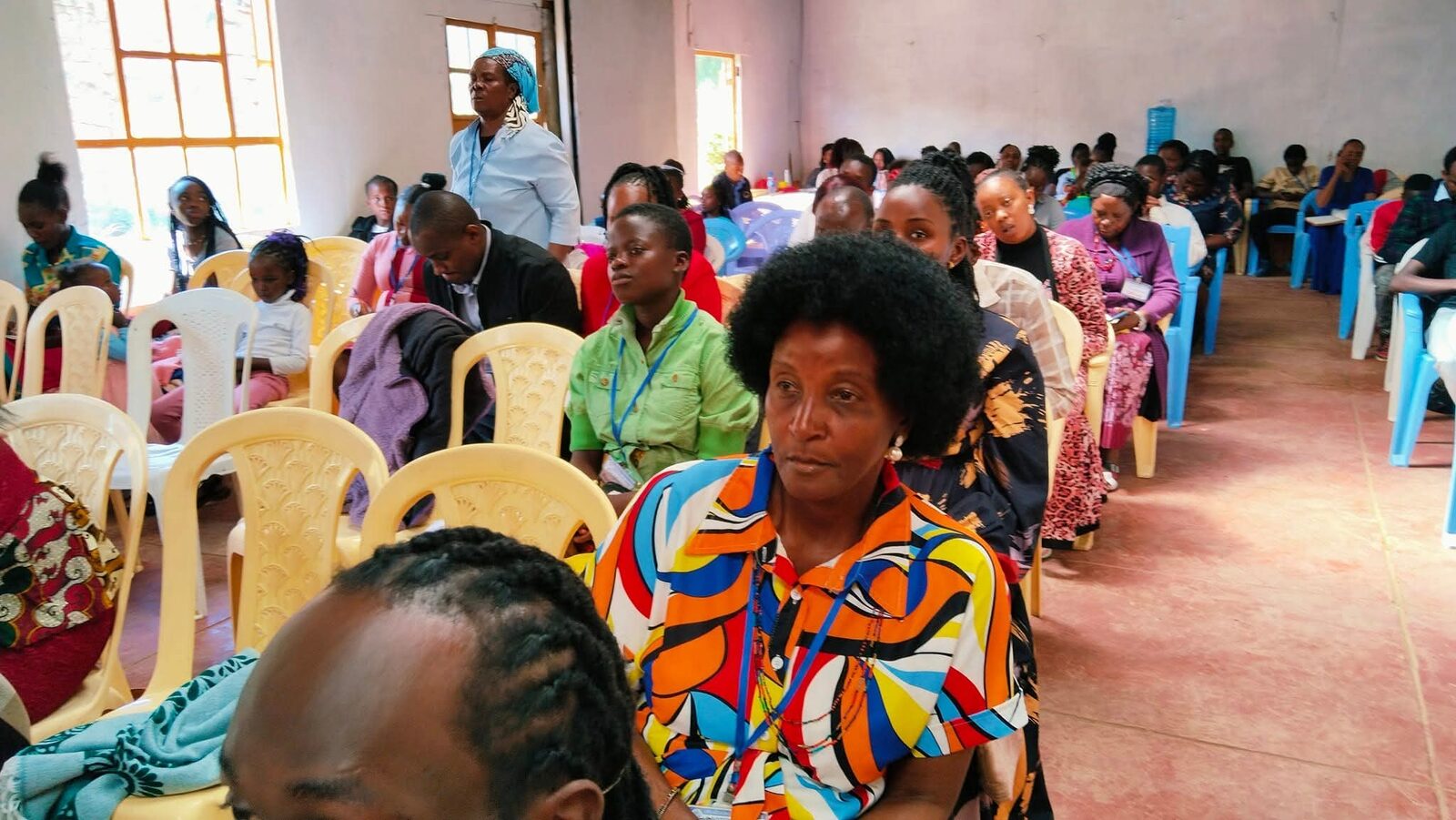 Congregation seated during a service